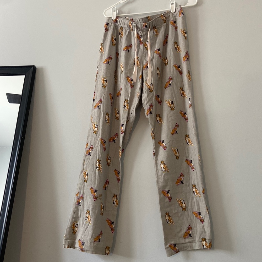 Old Navy pajama pants, small, grey (animal wearing winter accessories print)